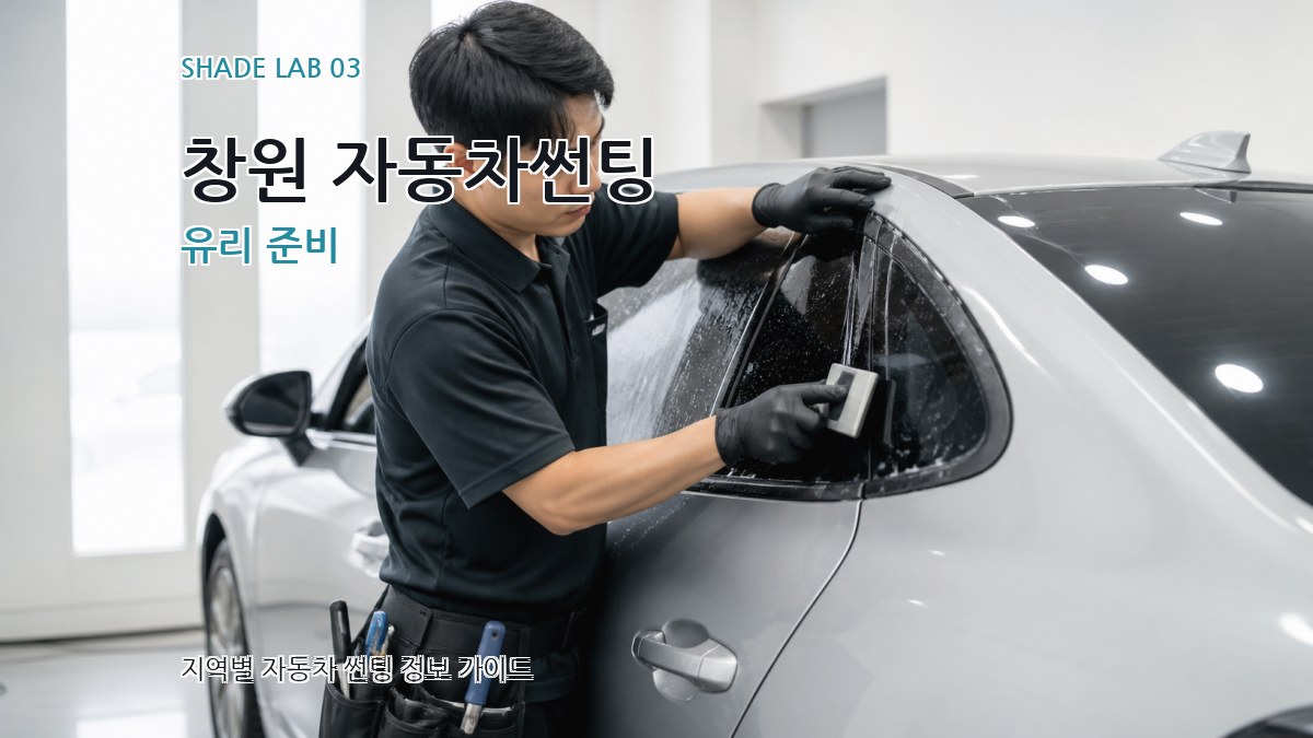 창원 자동차썬팅 유리 준비